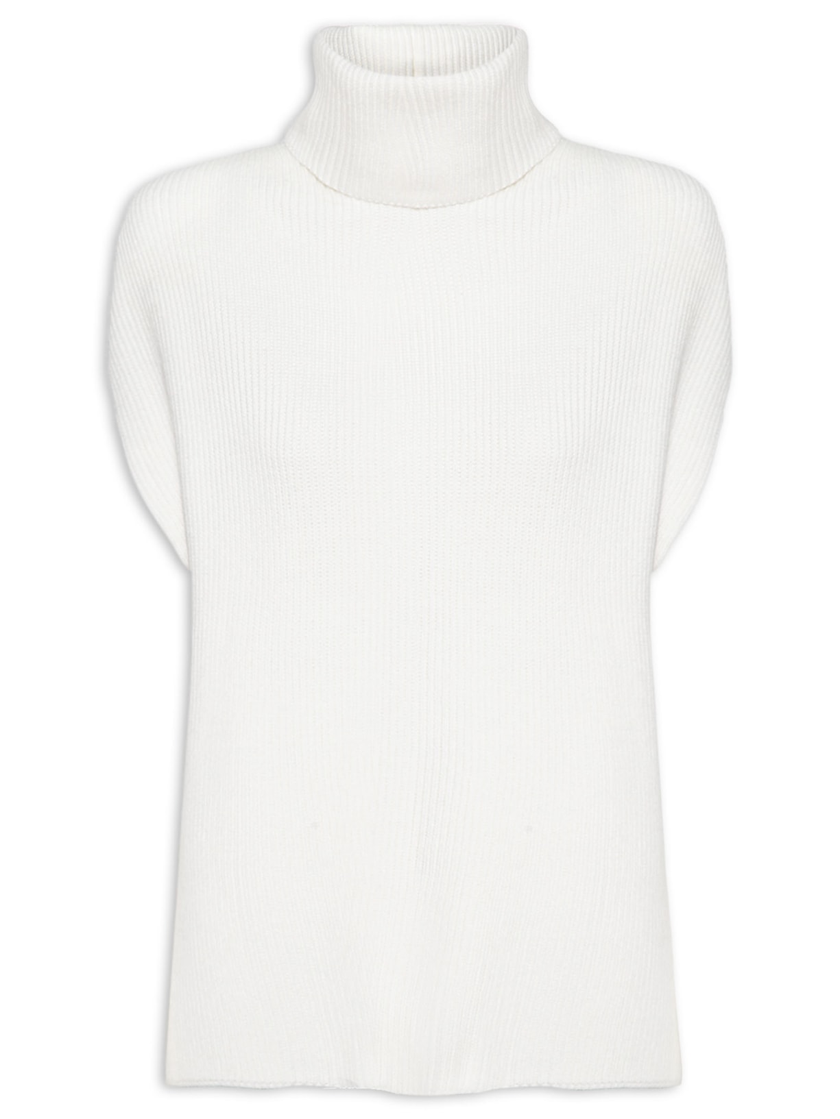 Colete Feminino Pull SM Oversized Gola Alta Tricot - Off White