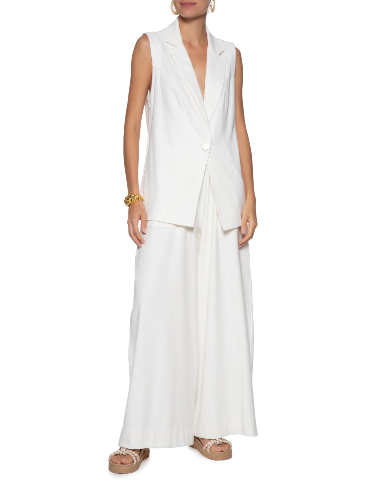 Colete Feminino Recortes Branco Dress To