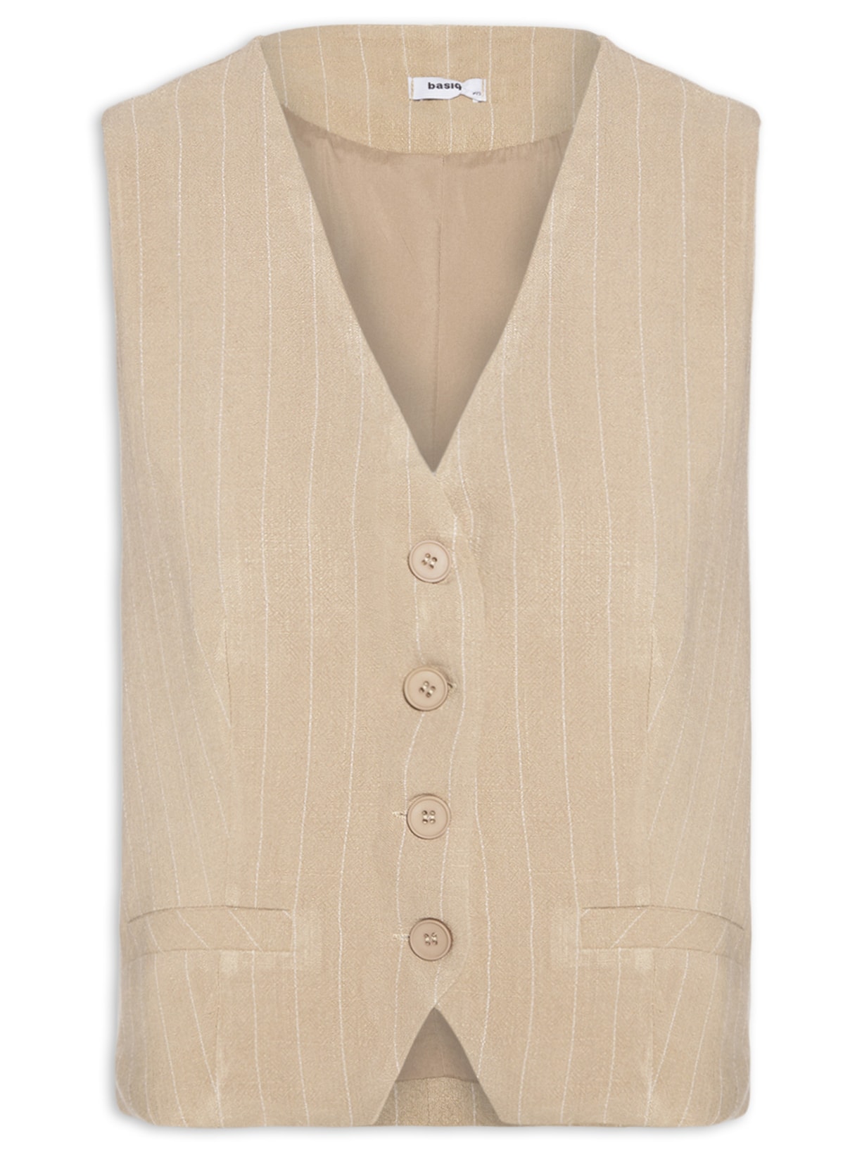 Colete Feminino Risca De Giz - Bege