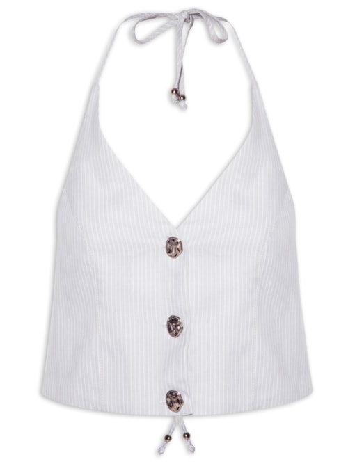 Colete Feminino Risca De Giz - Cinza