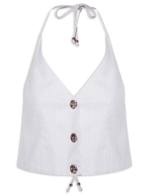 Colete Feminino Risca De Giz - Cinza