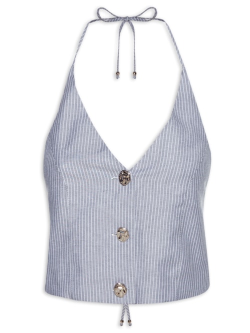 Colete Feminino Risca De Giz - Cinza