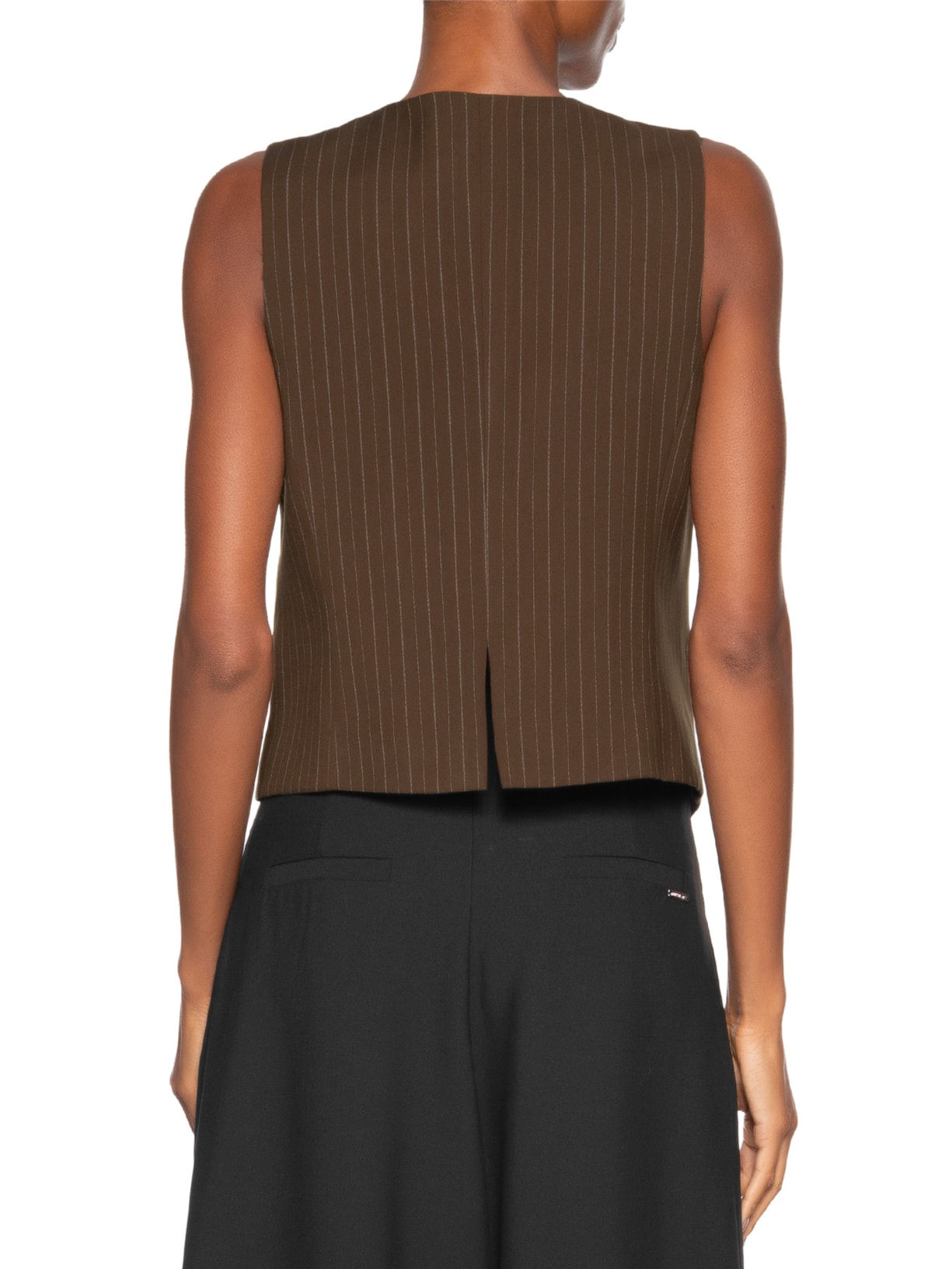 Colete Feminino Risca De Giz Marrom Animale