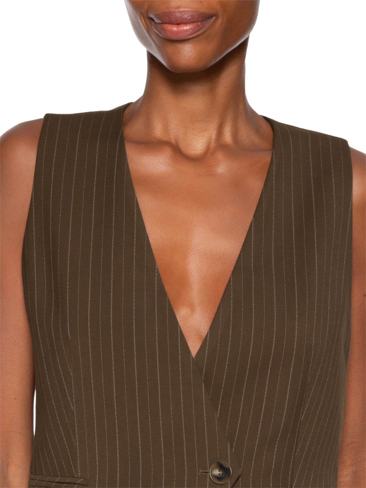 Colete Feminino Risca De Giz Marrom Animale