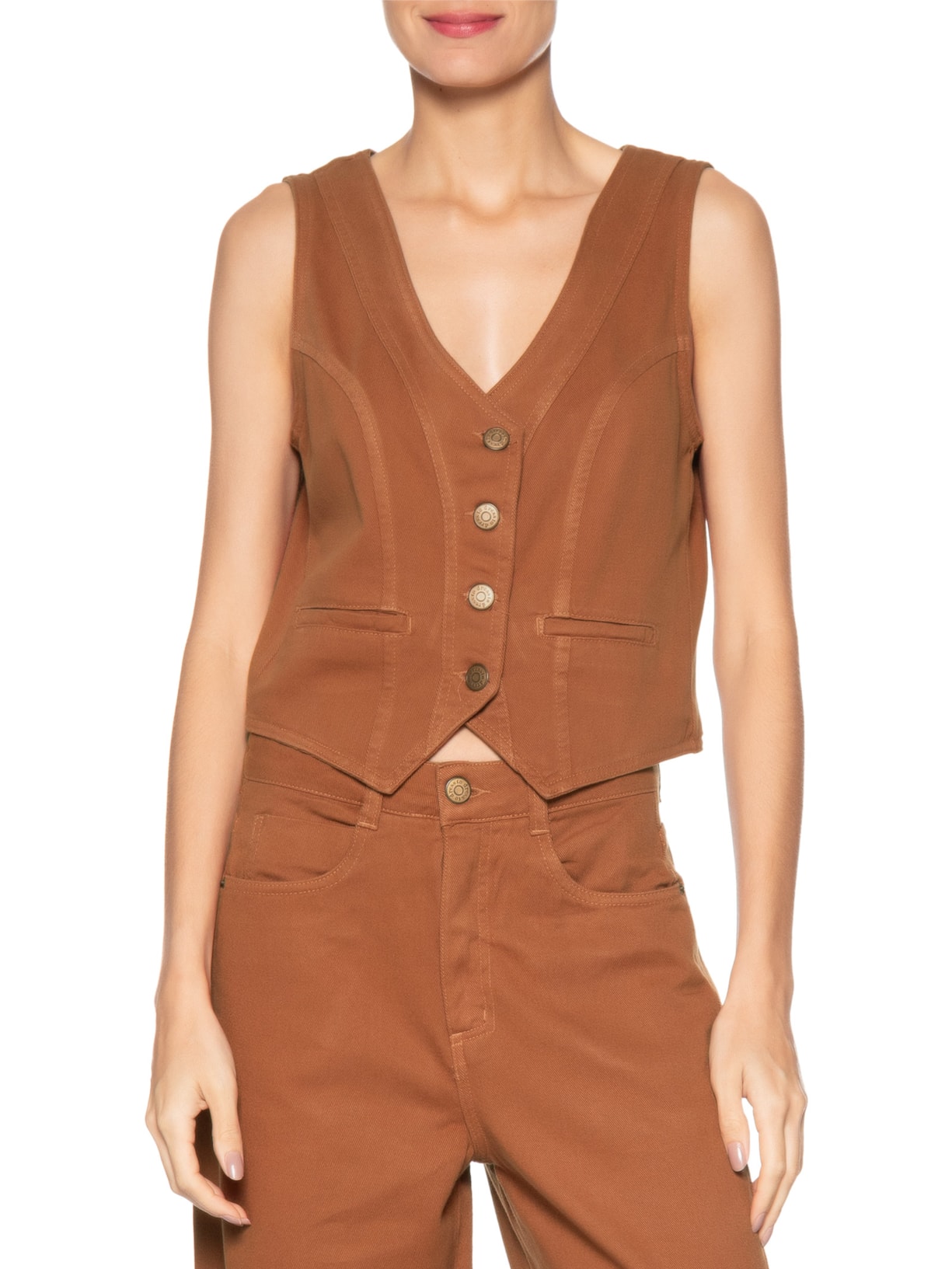 Colete Feminino Sarja Color Marrom Dress To