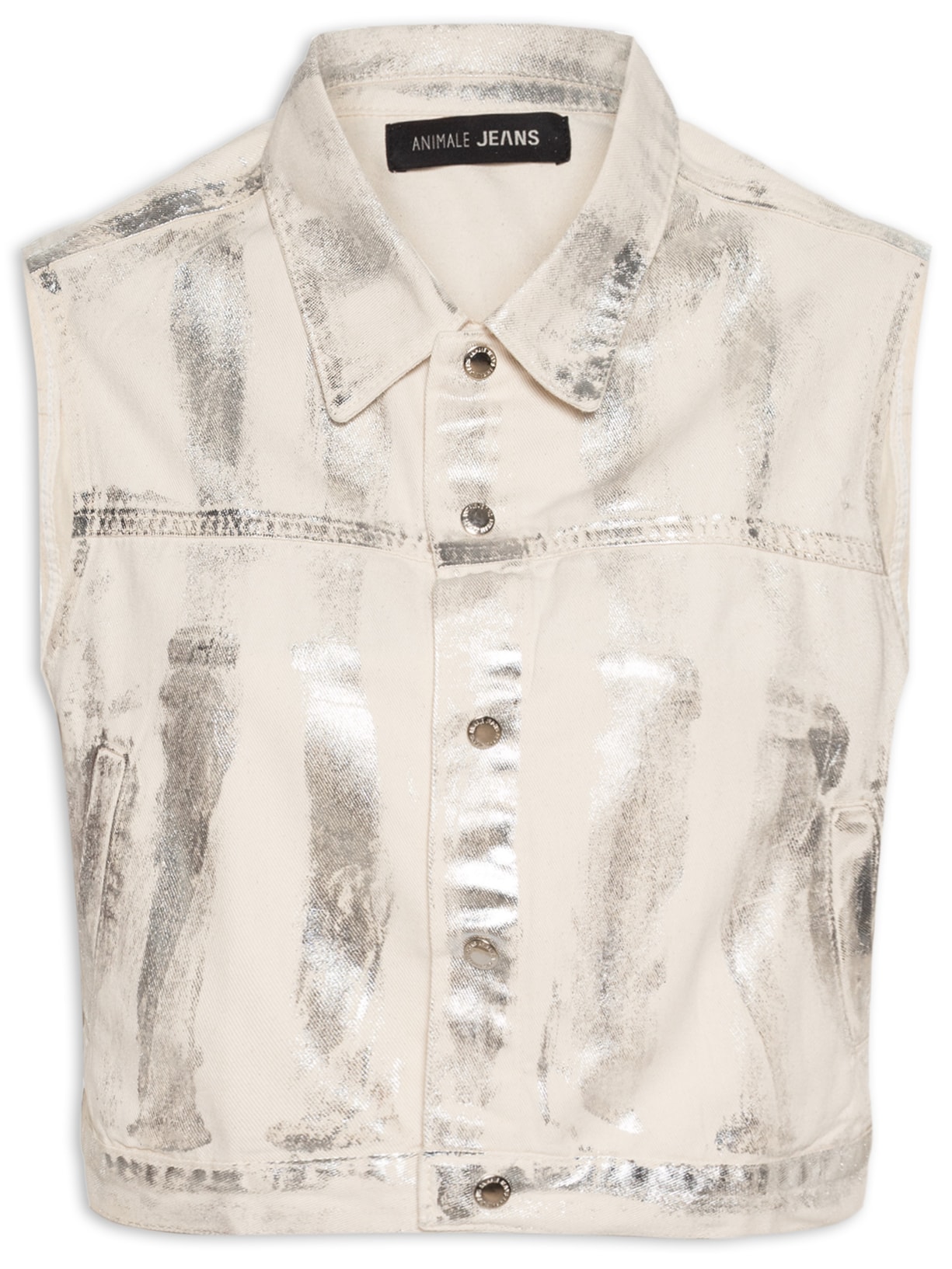 Colete Feminino Sarja Foil Metalizada Bege Animale Jeans