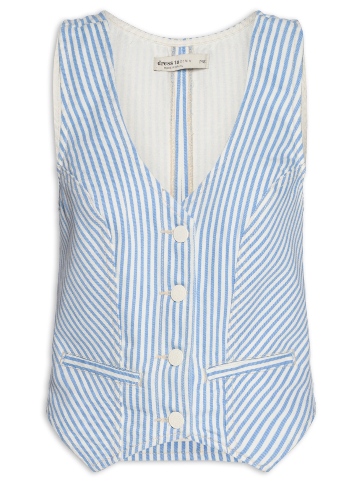 Colete Feminino Sarja Listra Balneário - Azul