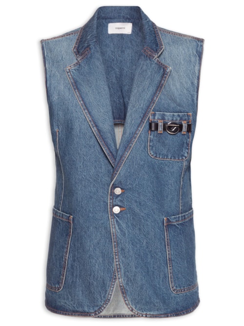 Colete Feminino Sleeveless Denim Jacket - Azul