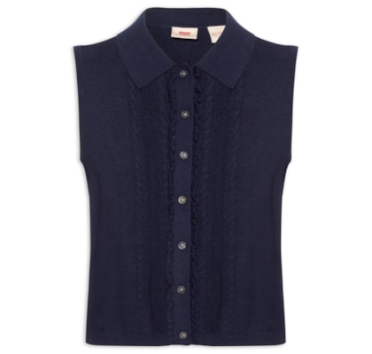Colete Feminino Super Soft Mini Ruffle Vest - Azul