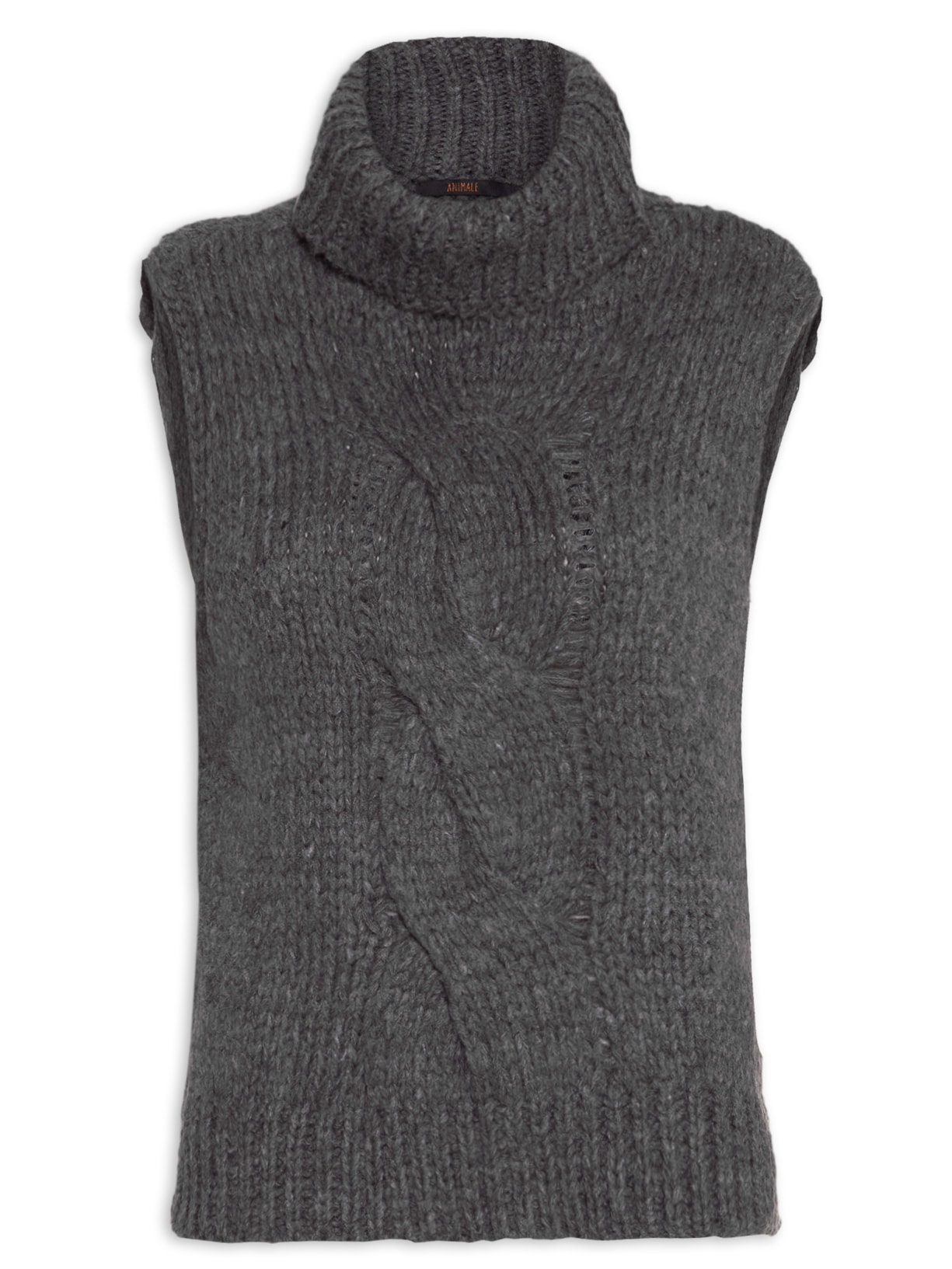 Colete Feminino Trança Desagulhada Tricot Mescla - Cinza