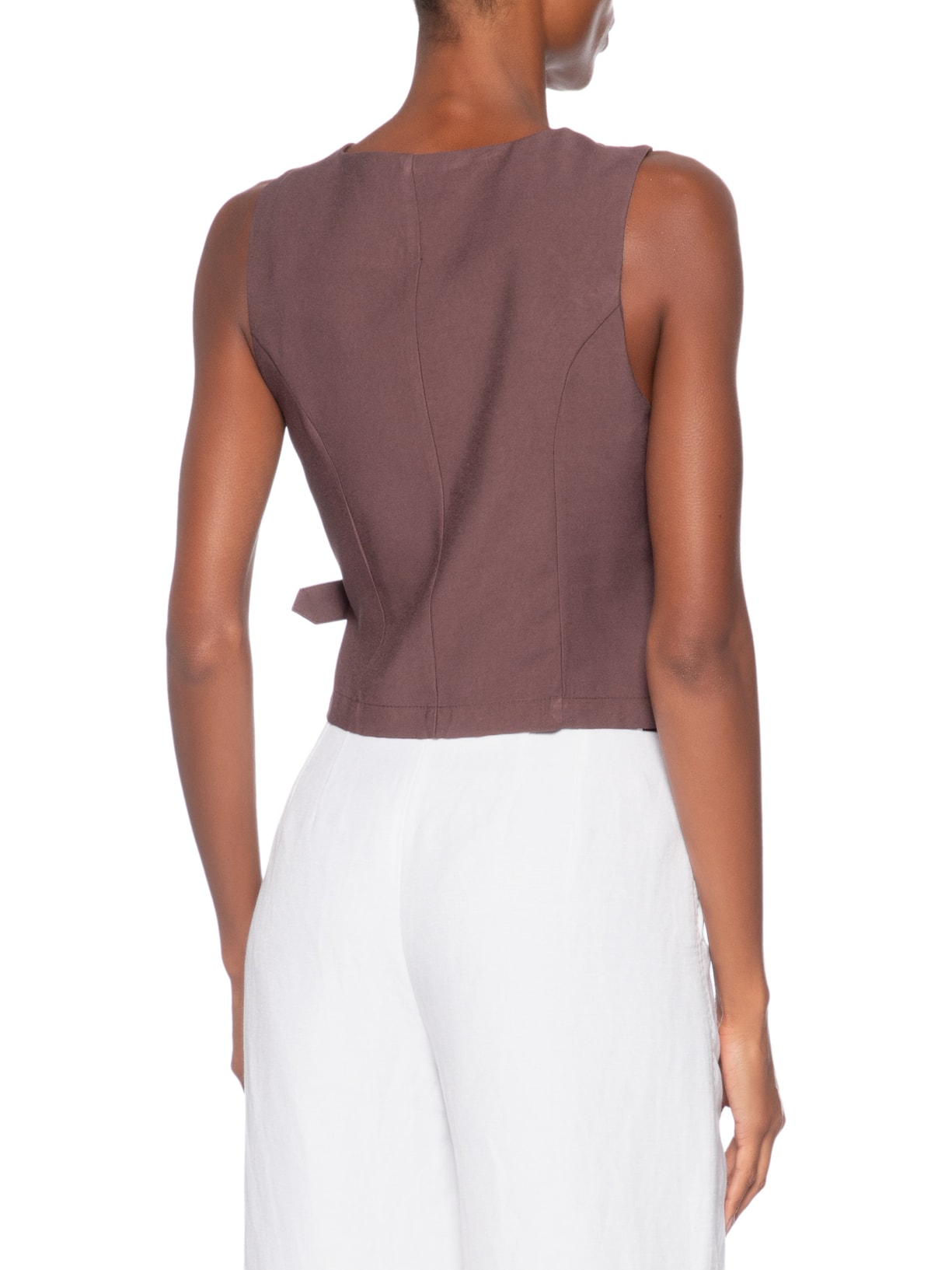 Colete Feminino Transpassado Com Fivela Marrom Basiq