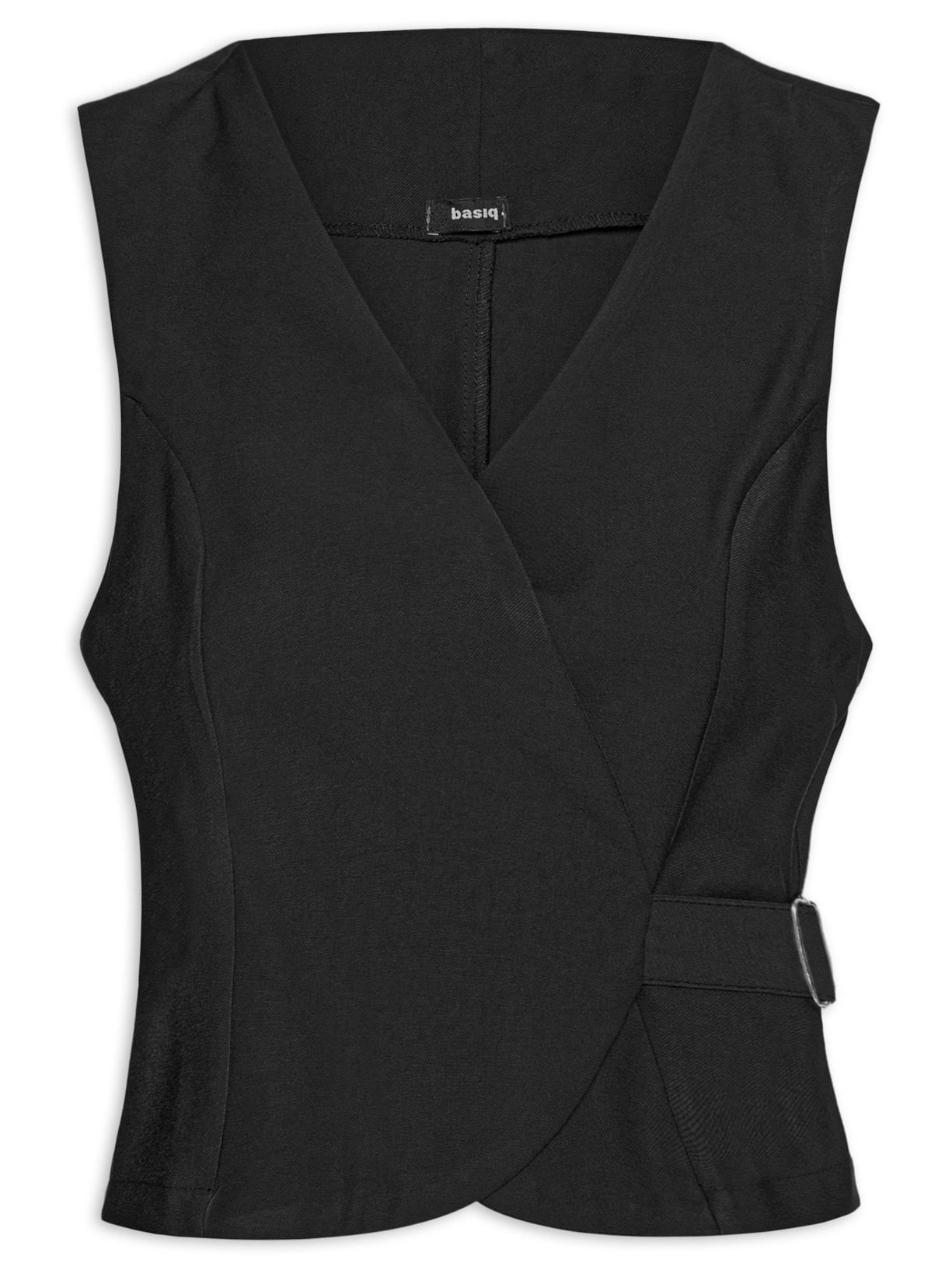 Colete Feminino Transpassado Com Fivela Preto Basiq