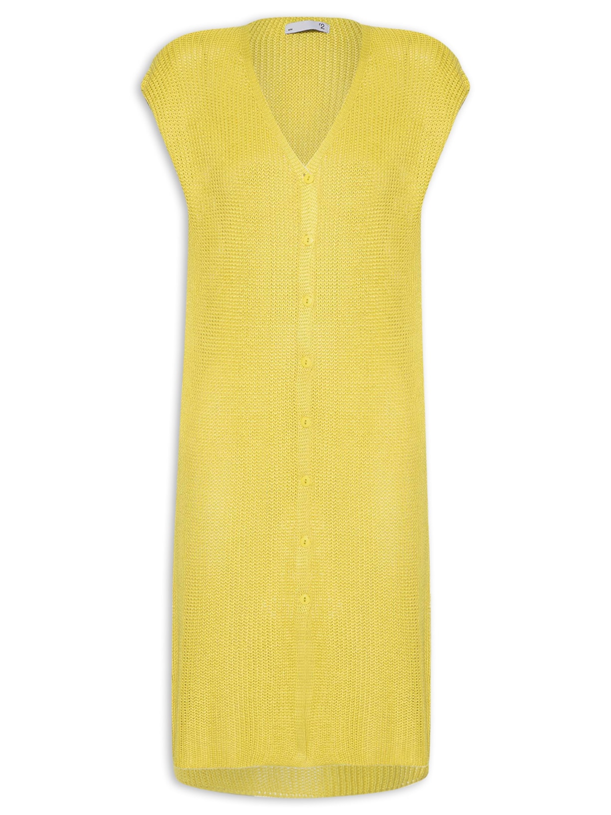 Colete Feminino Tricot Alongado - Amarelo