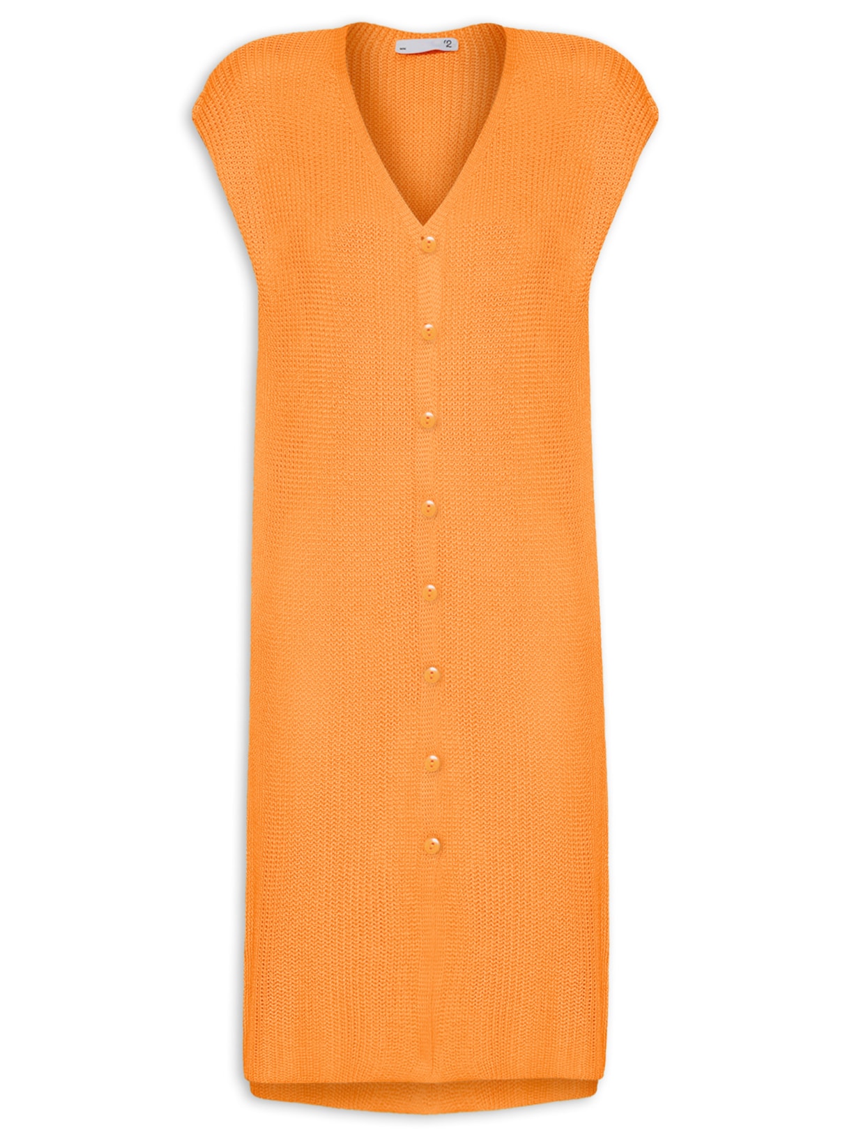 Colete Feminino Tricot Alongado - Laranja