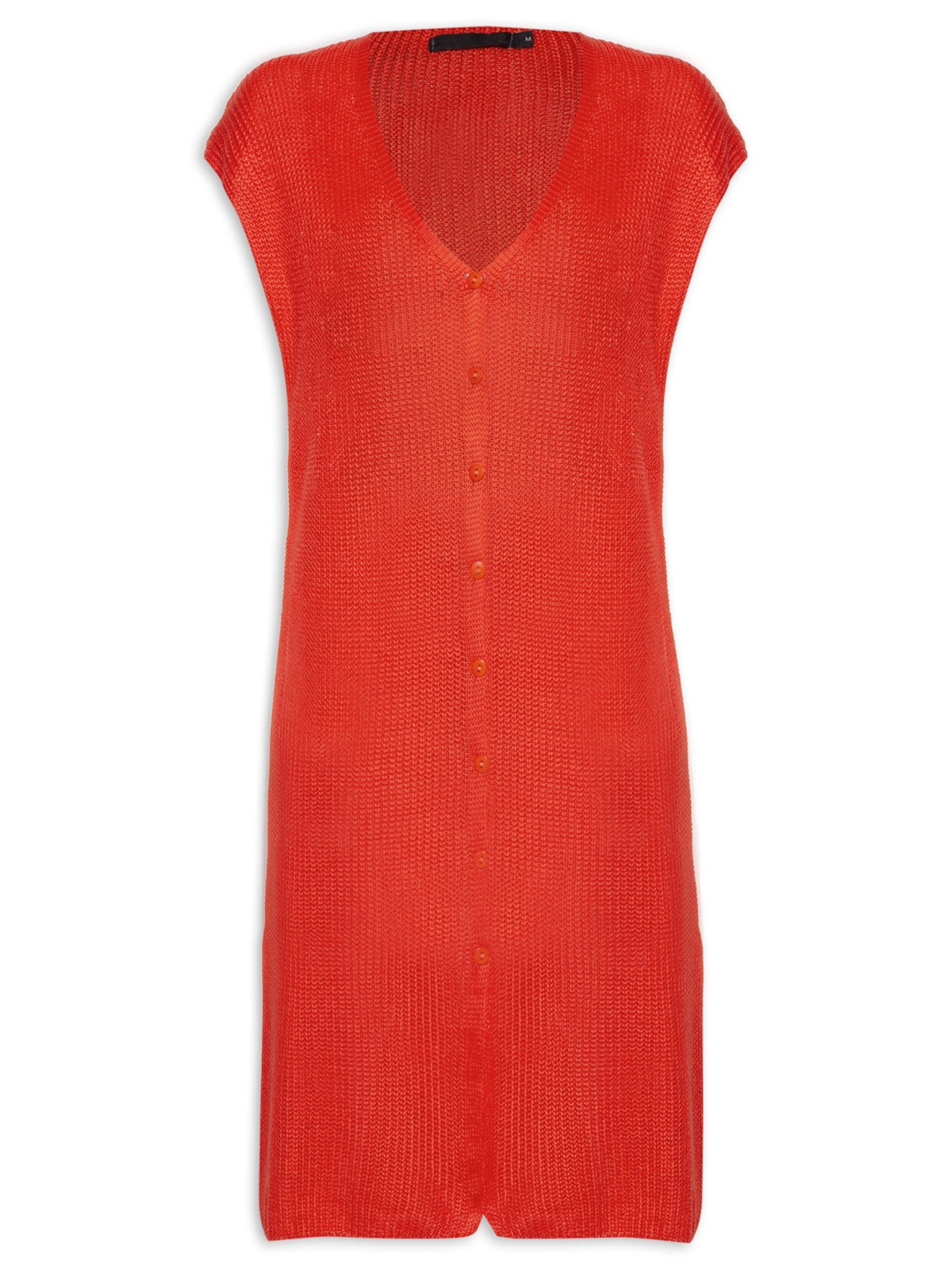 Colete Feminino Tricot Alongado - Vermelho