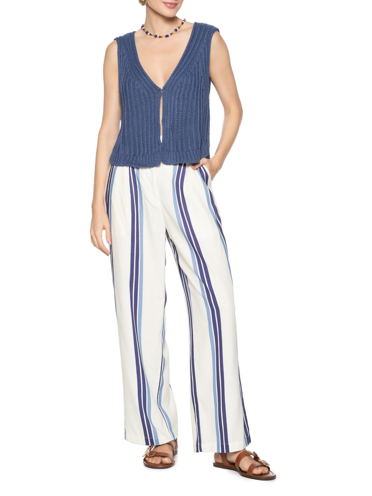 Colete Feminino Tricot Azul Dress To