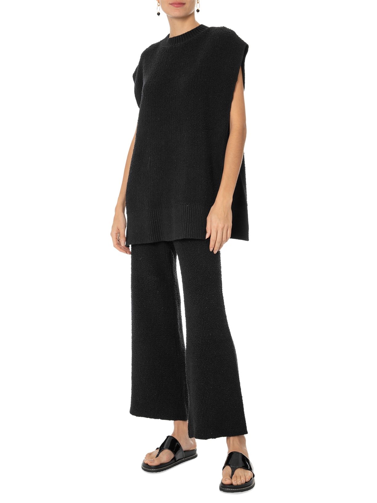 Colete Feminino Tricot Bouclet Preto  Osklen