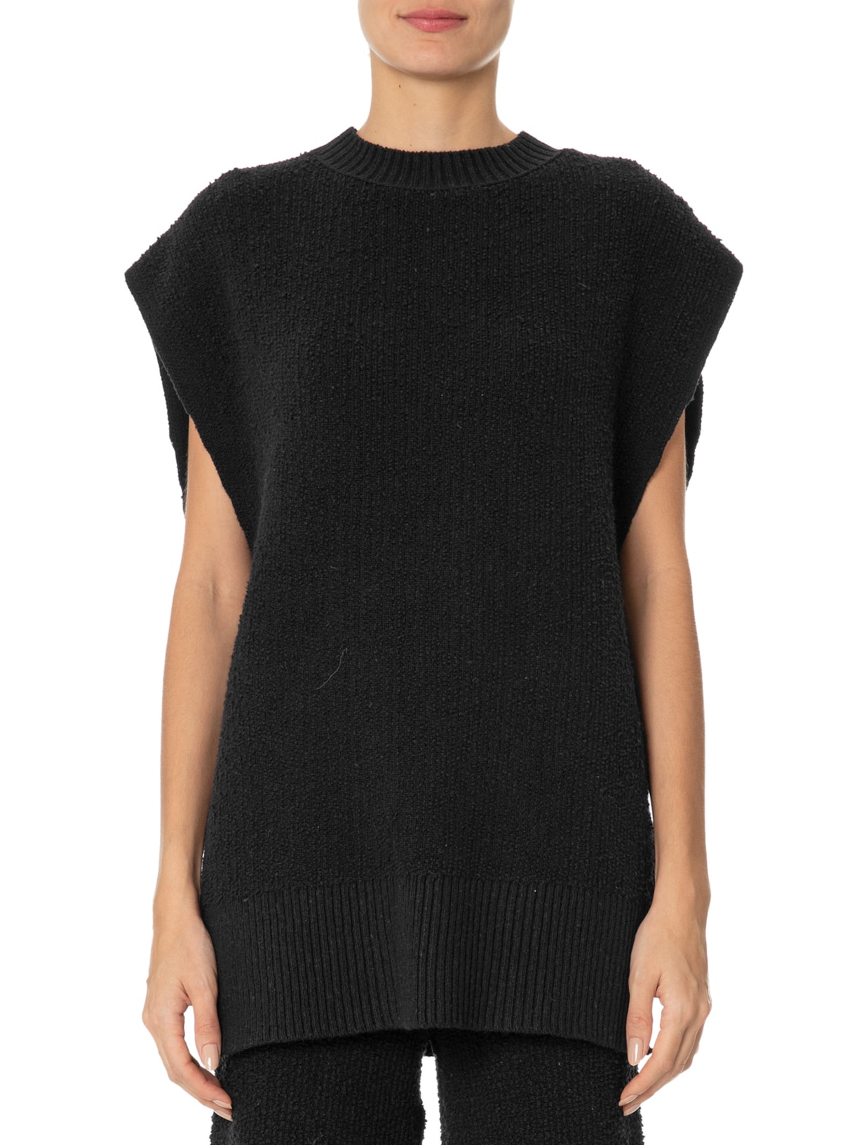 Colete Feminino Tricot Bouclet Preto  Osklen