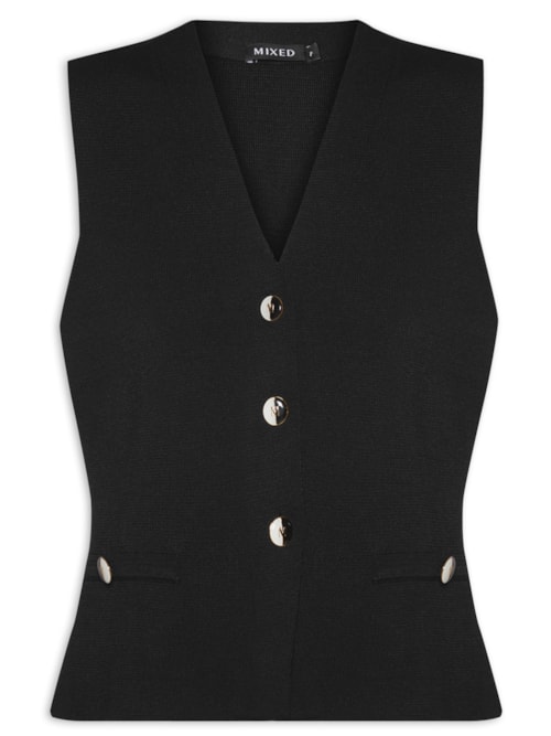 Colete Feminino Tricot Casa Nostra - Preto