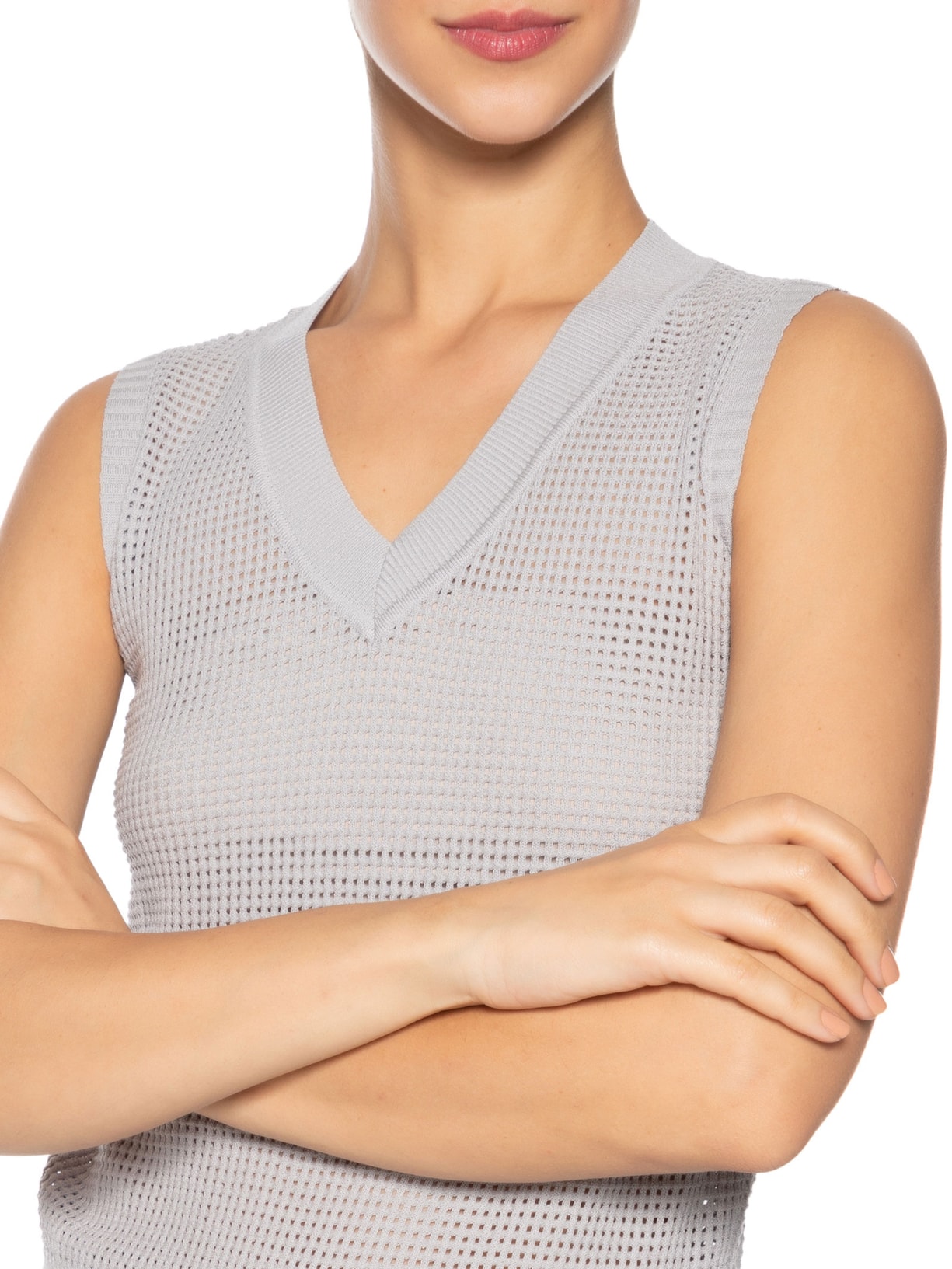 Colete Feminino Tricot Cinza Basiq