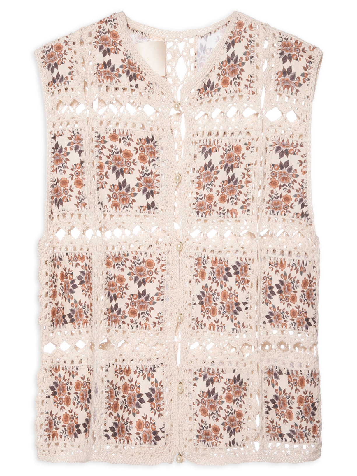 Colete Feminino Tricot Linho Bouquet - Off White