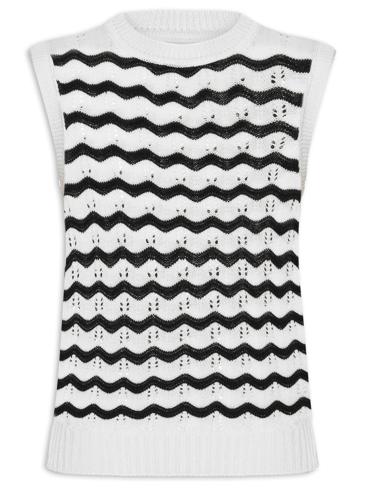 Colete Feminino Tricot Ondas - Branco