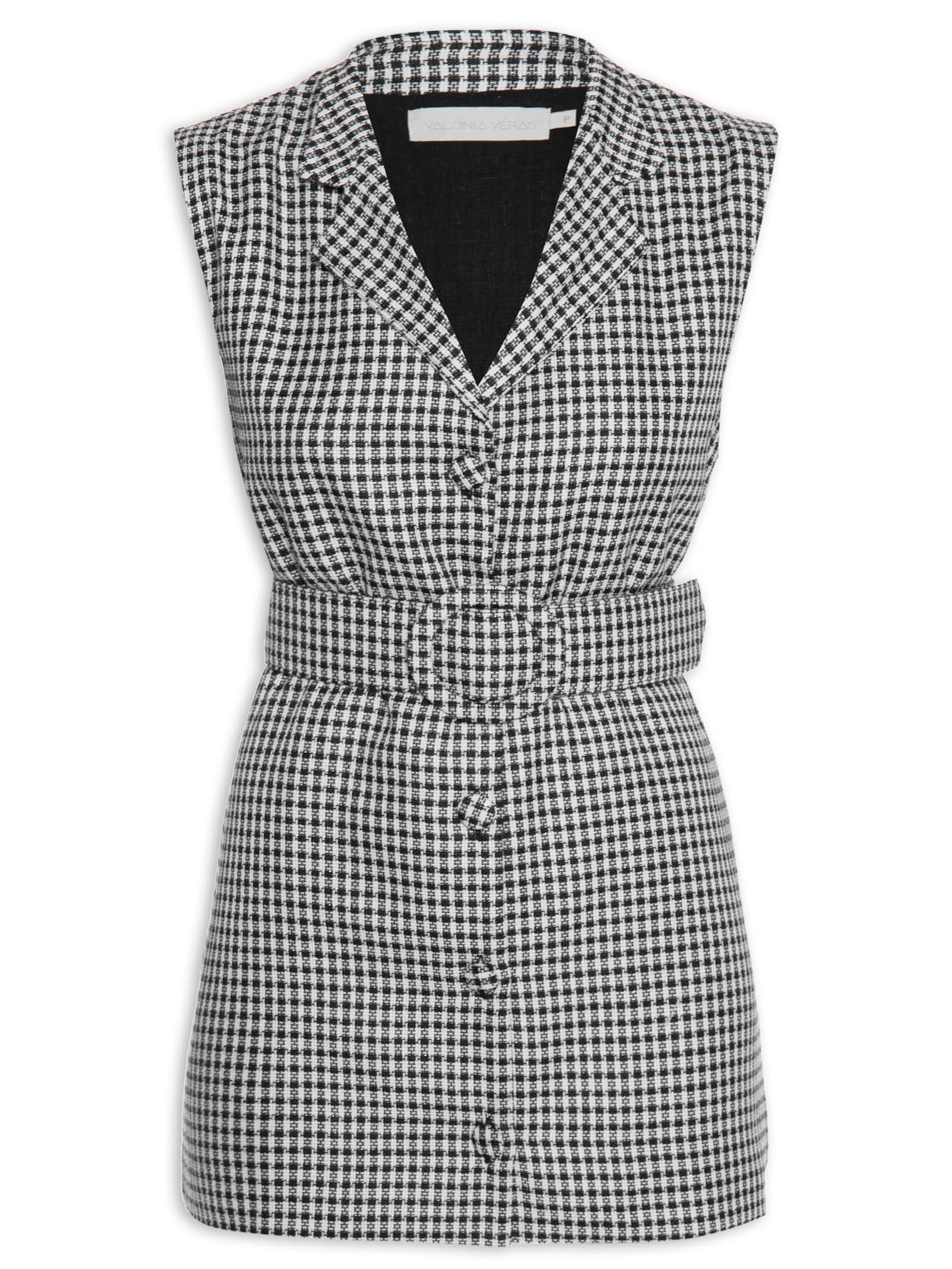 Colete Feminino Tweed Com Cinto - Preto