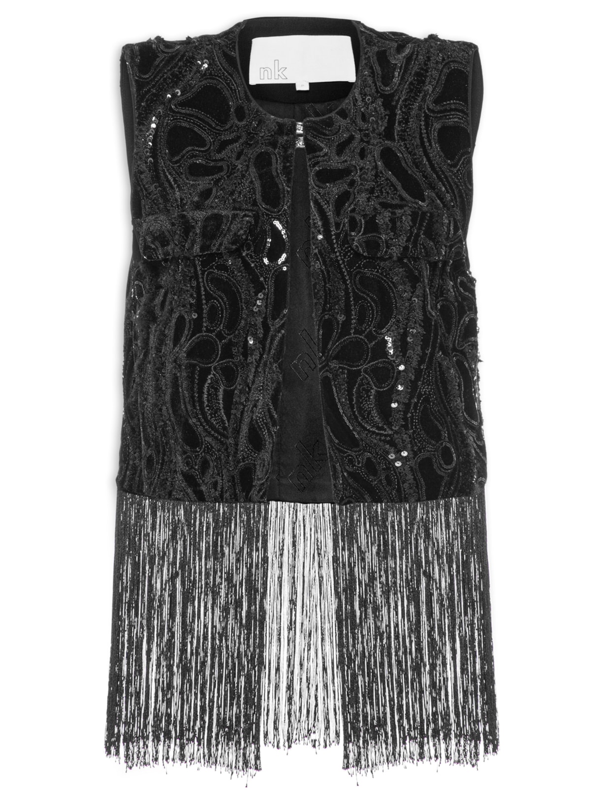 Colete Feminino Veludo Paisley Pam - Preto