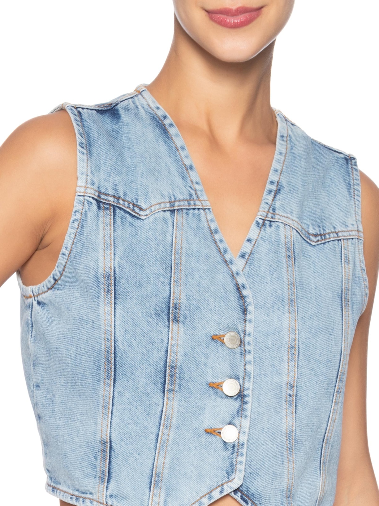 Colete Jeans Feminino Vest BI6113 Azul Tommy Jeans