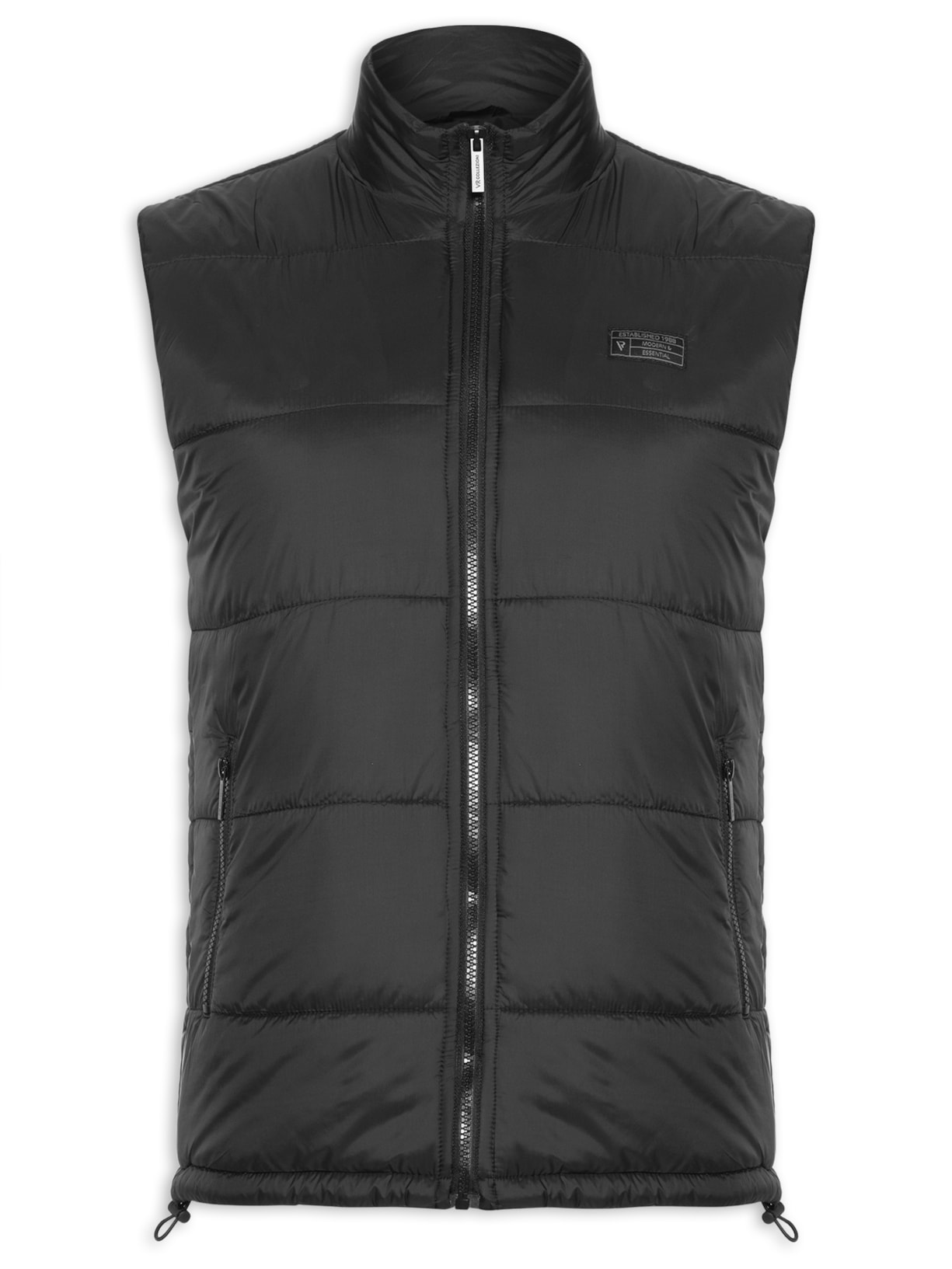 Colete Masculina Puffer Bolsos Laterais - Preto