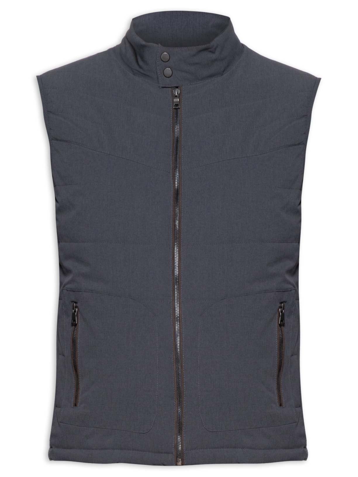 Colete Masculino Com Zíper Básico - Cinza