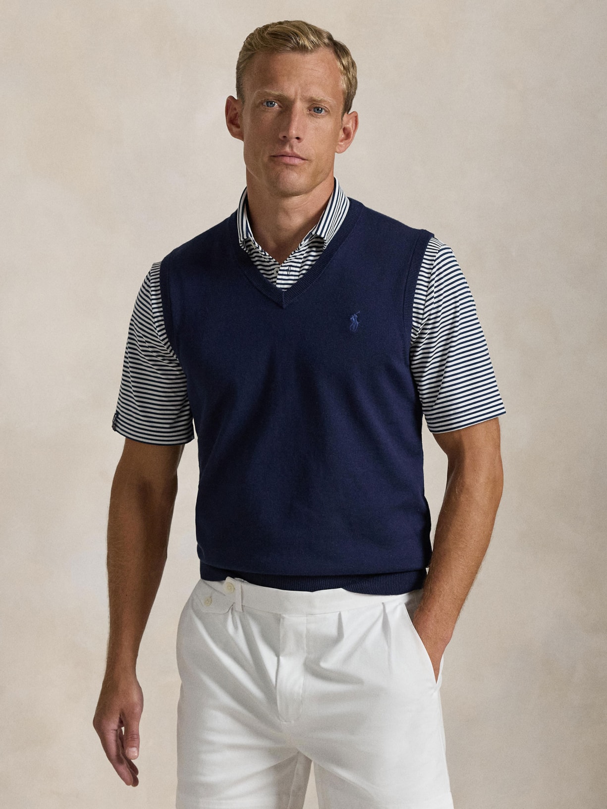 Colete Masculino Coolmax Cotton Vest Azul Polo Ralph Lauren