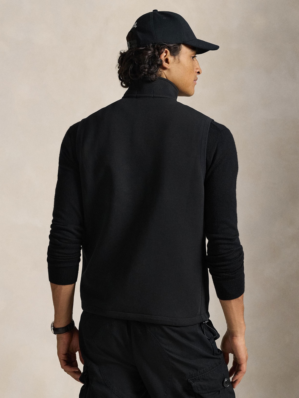 Colete Masculino Double Knit Full-Zip Vest Preto Polo Ralph Lauren