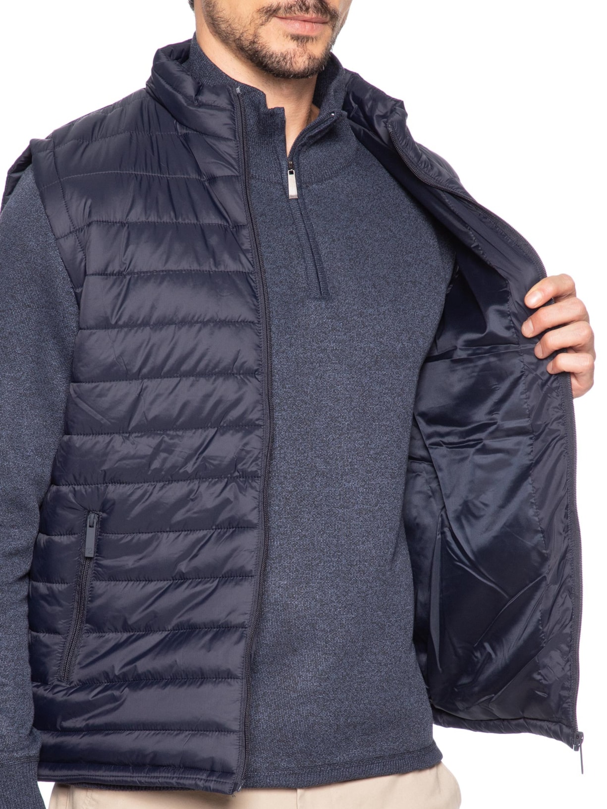 Colete Masculino Puffer Com Saquinho Azul '2 Essential