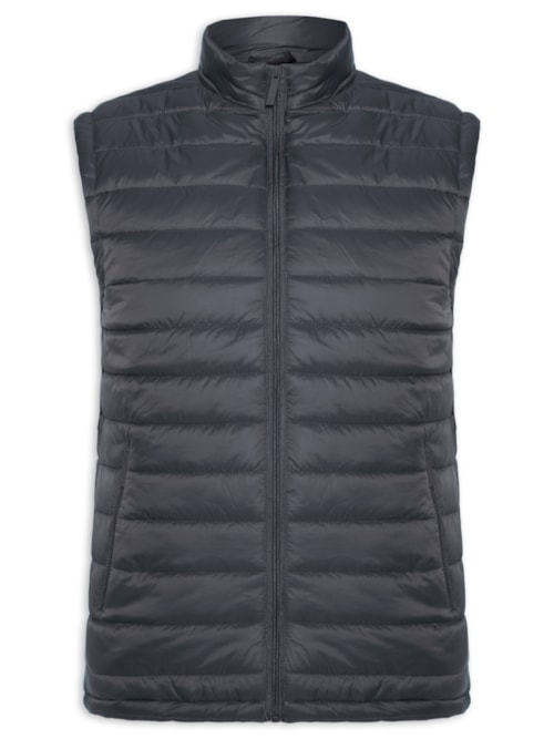 Colete Masculino Puffer Com Saquinho - Cinza