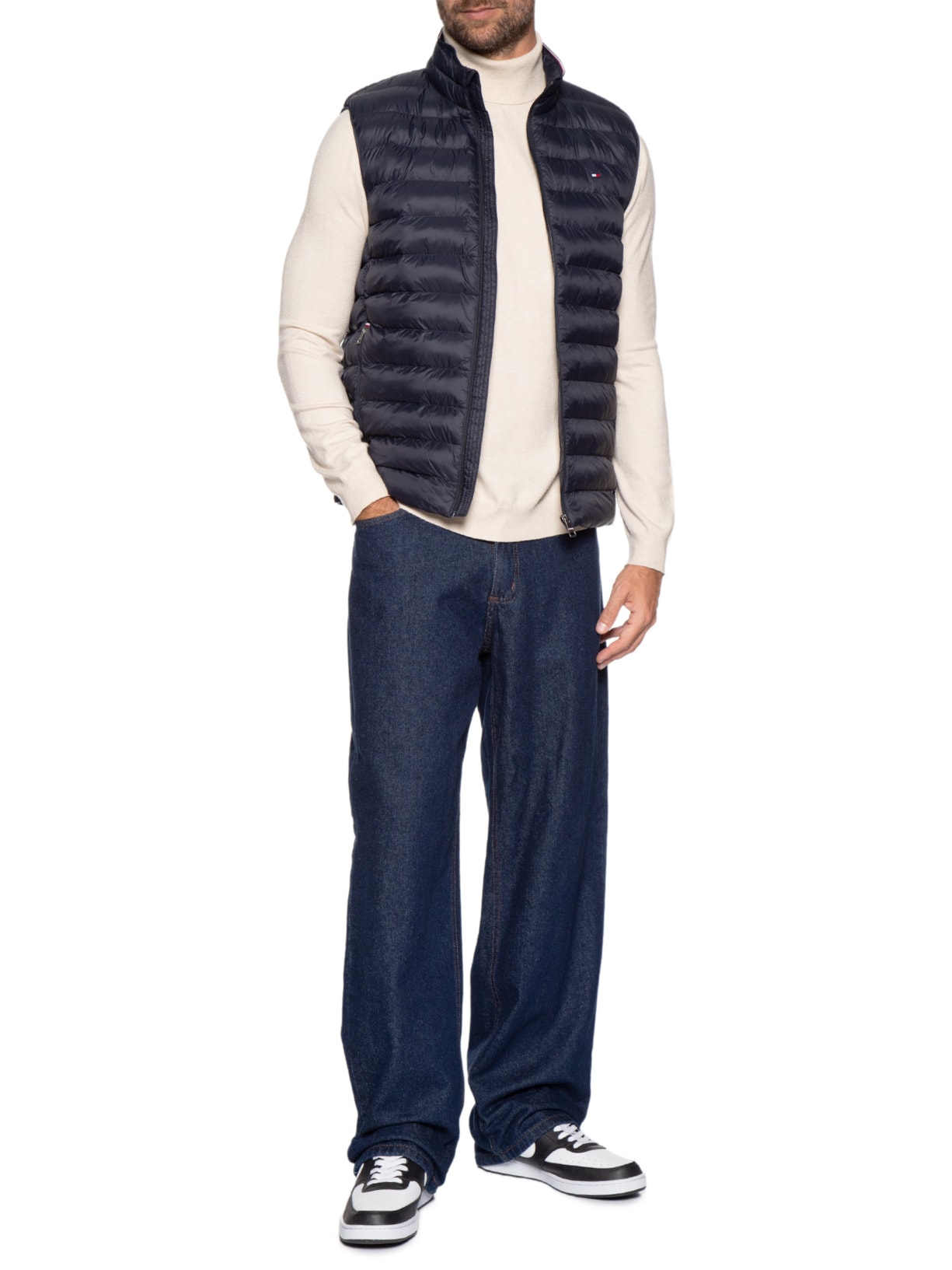 Colete Masculino Puffer Essential Logo No Peito Azul Tommy Hilfiger