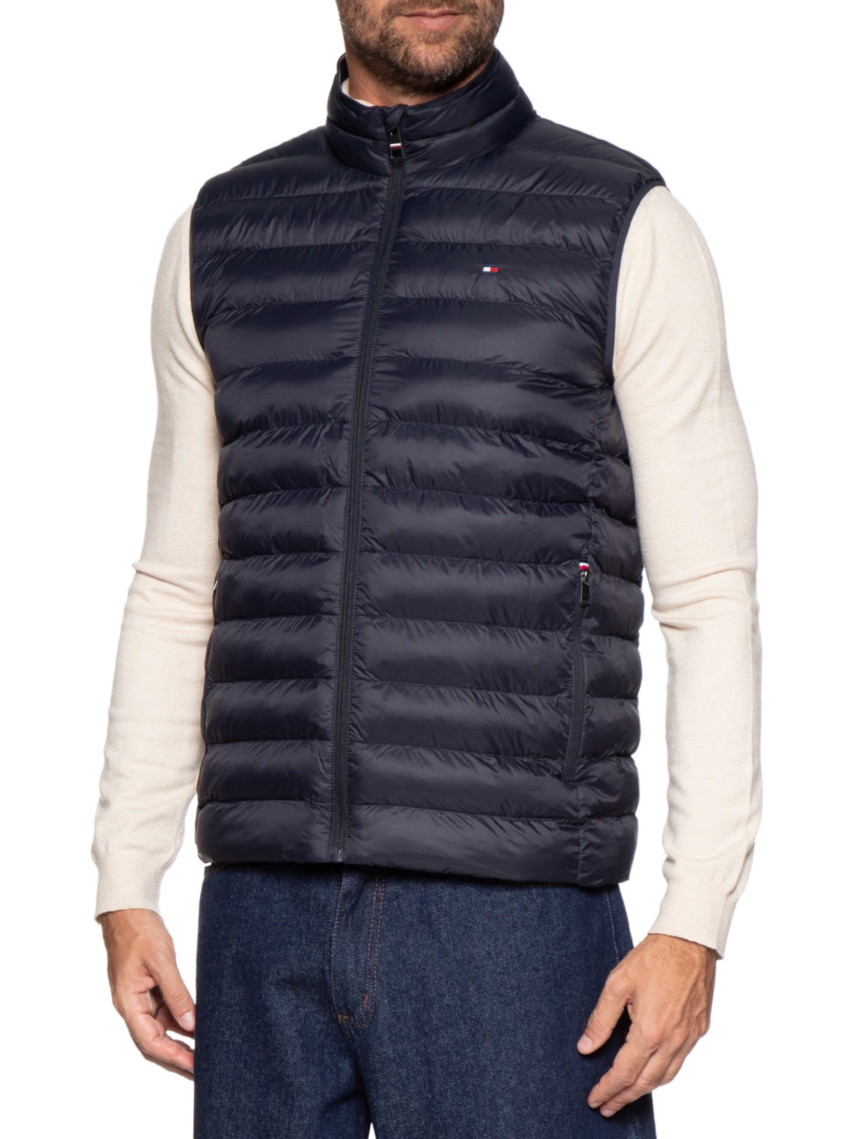 Colete Masculino Puffer Essential Logo No Peito Azul Tommy Hilfiger