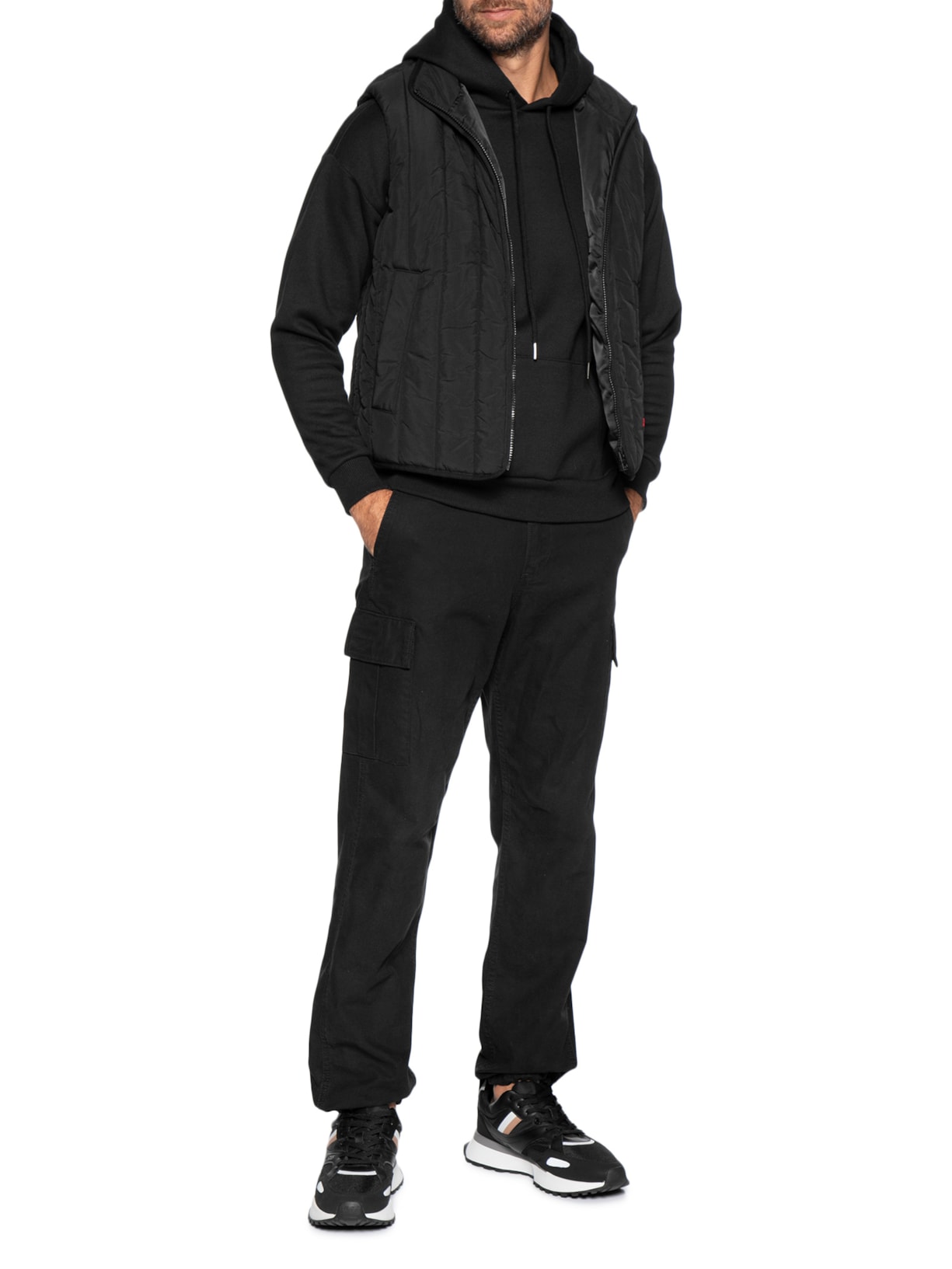 Colete Masculino Puffer Vertical Quilting Breno Preto Hugo