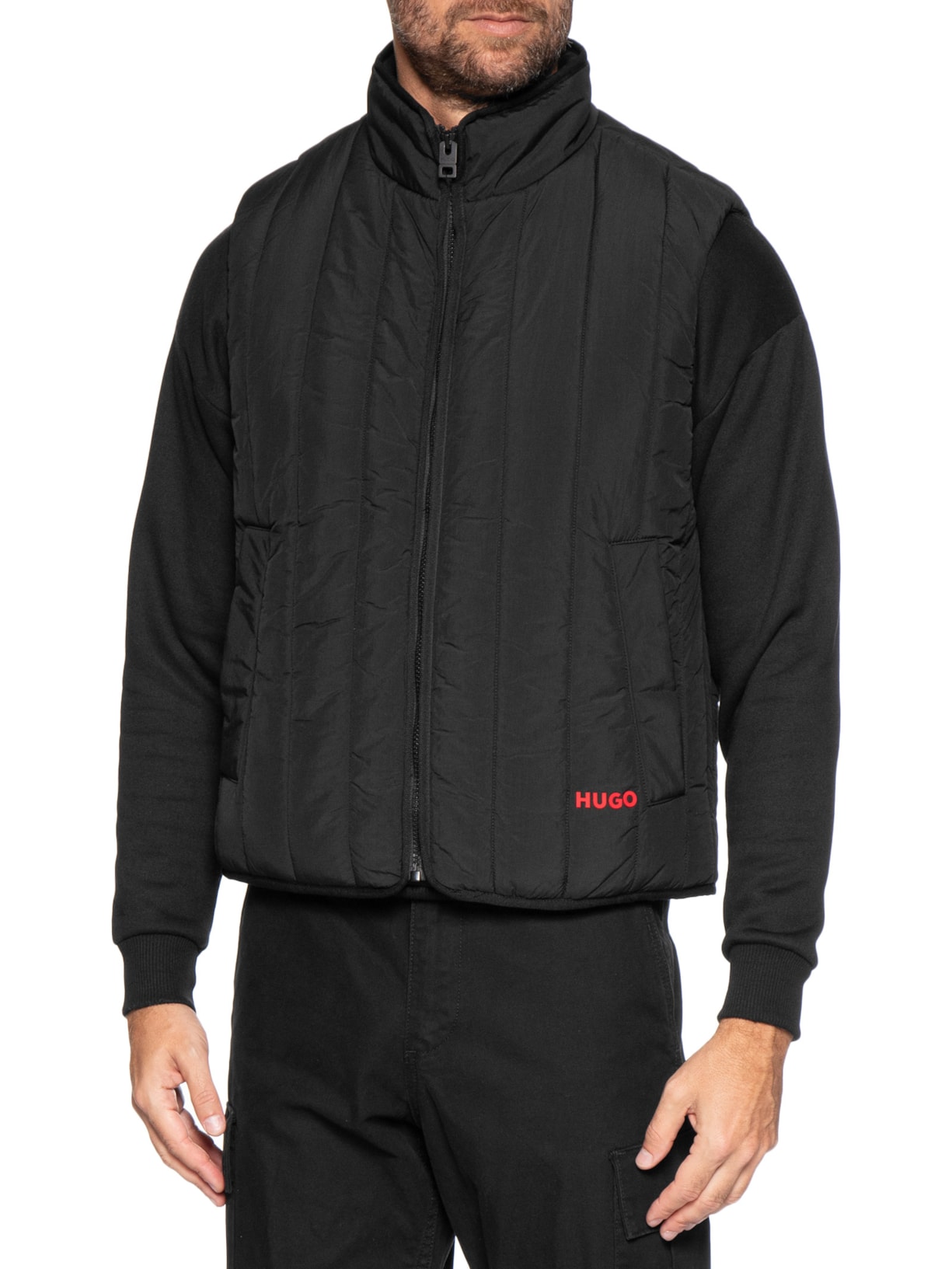 Colete Masculino Puffer Vertical Quilting Breno Preto Hugo