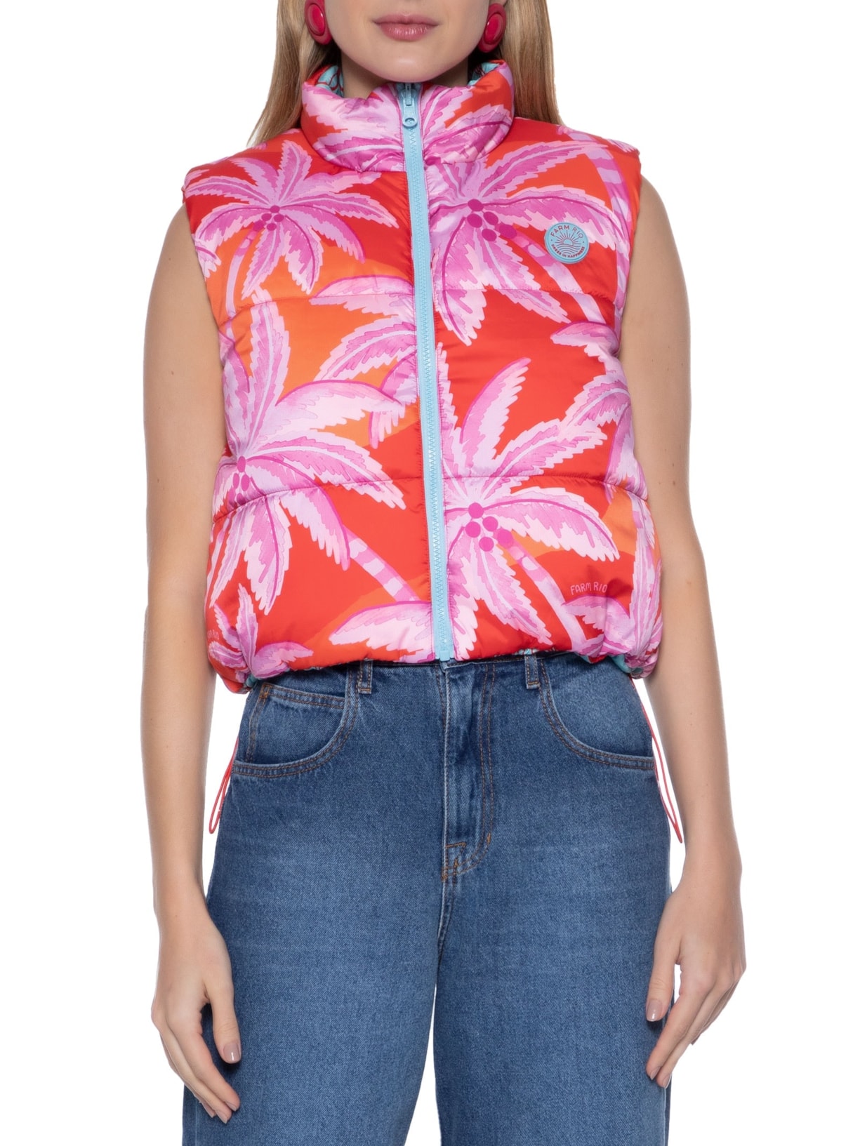 Colete Puffer Double Coco Rosa Rosa Farm