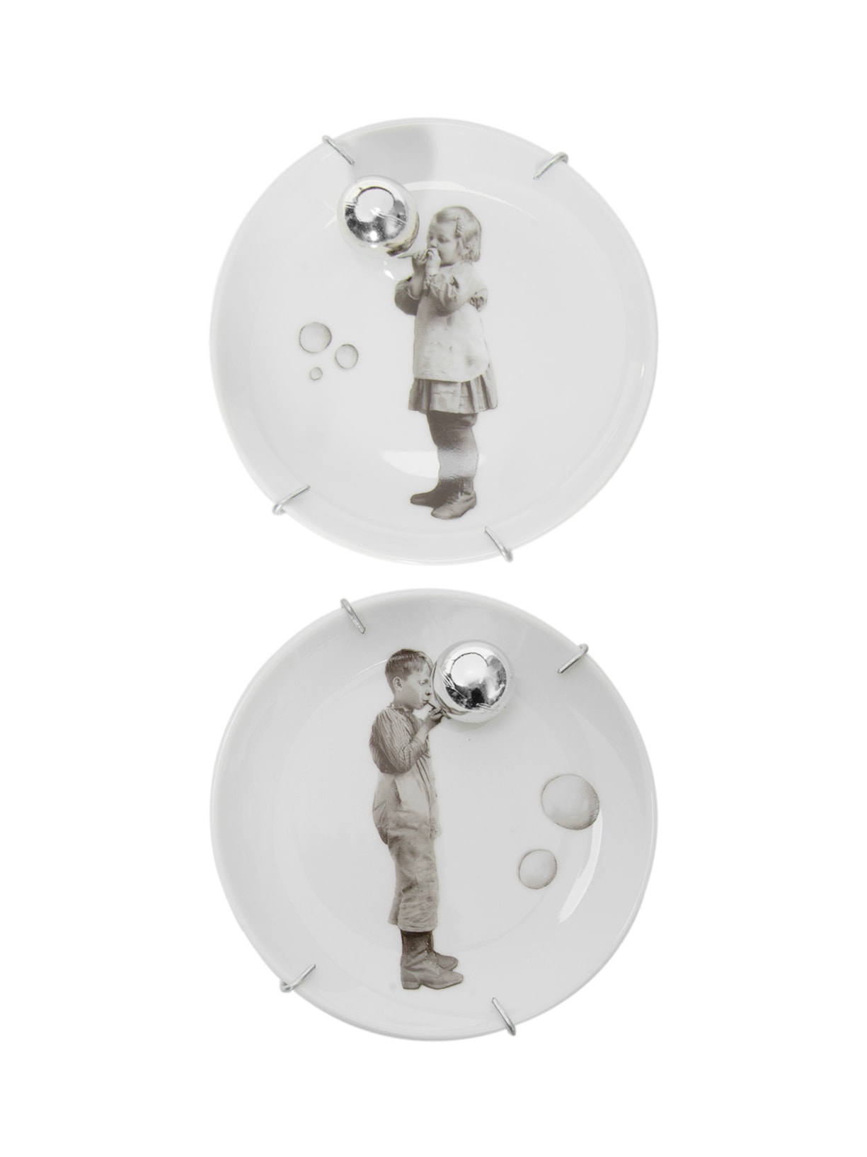 Conjunto 2 Pratos Bola De Sabão - Branco