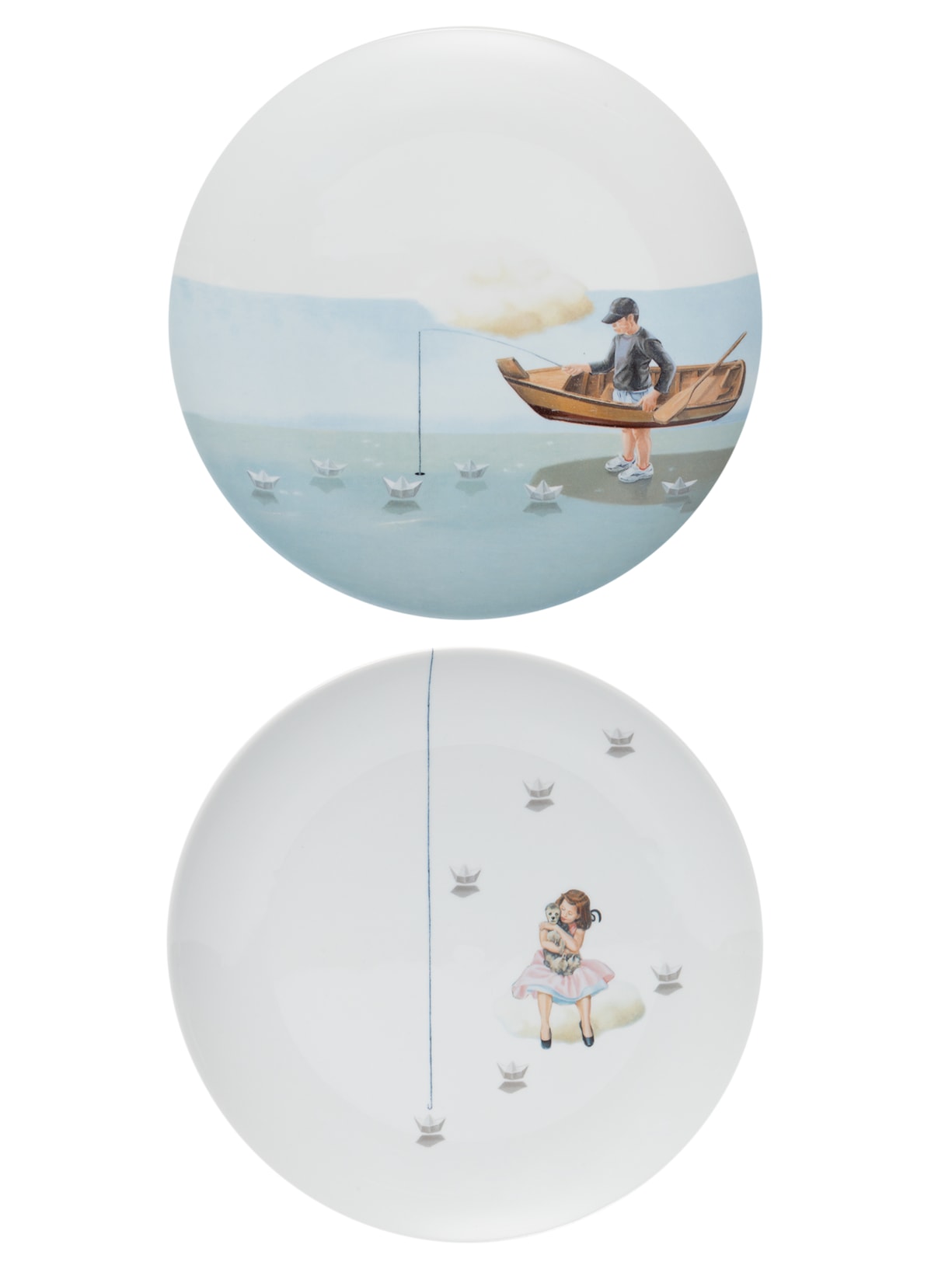 Conjunto 2 Pratos Pescador De Sonhos - Branco