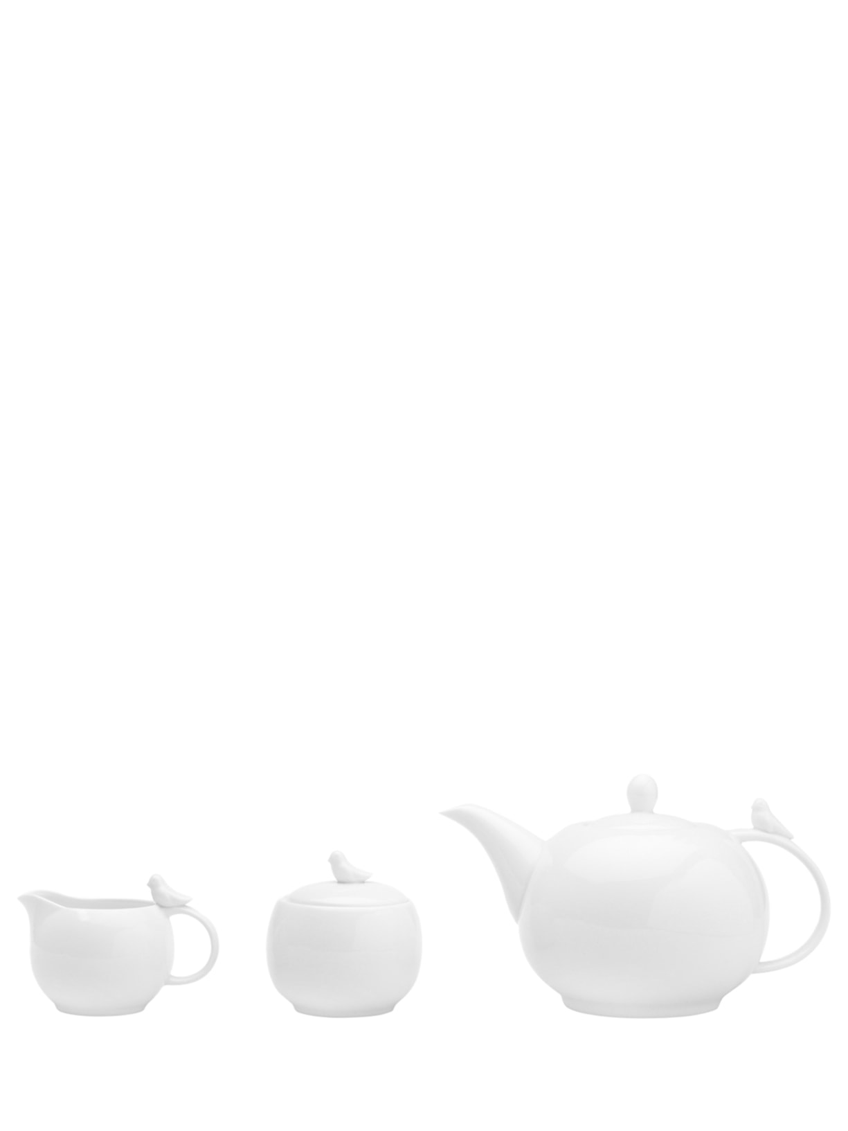 Conjunto 3 Peças de Porcelana de Café Birds - Branco