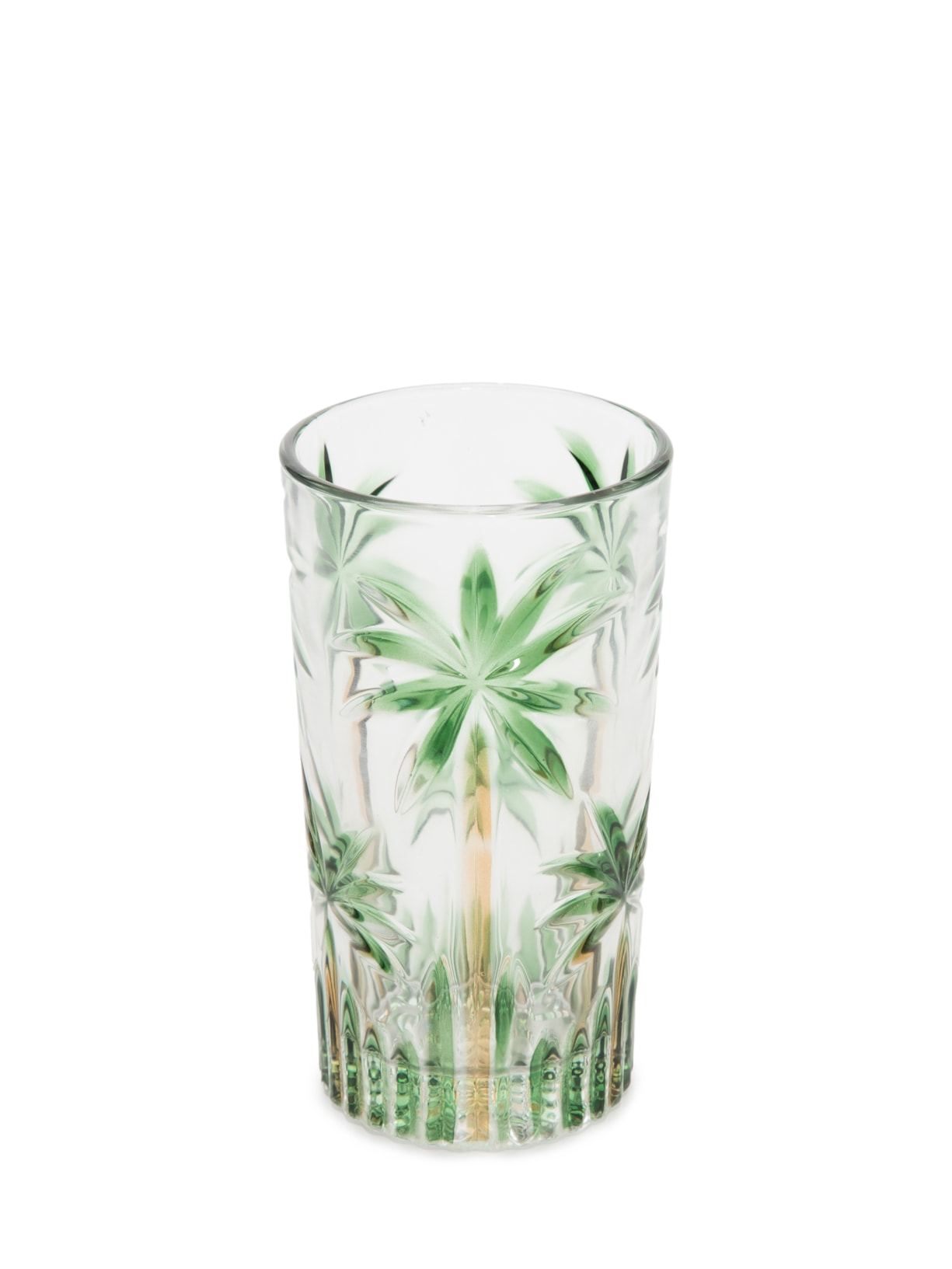Conjunto 6 Copos Altos De Cristal Palm Tree Handpaint 360ml Wolff