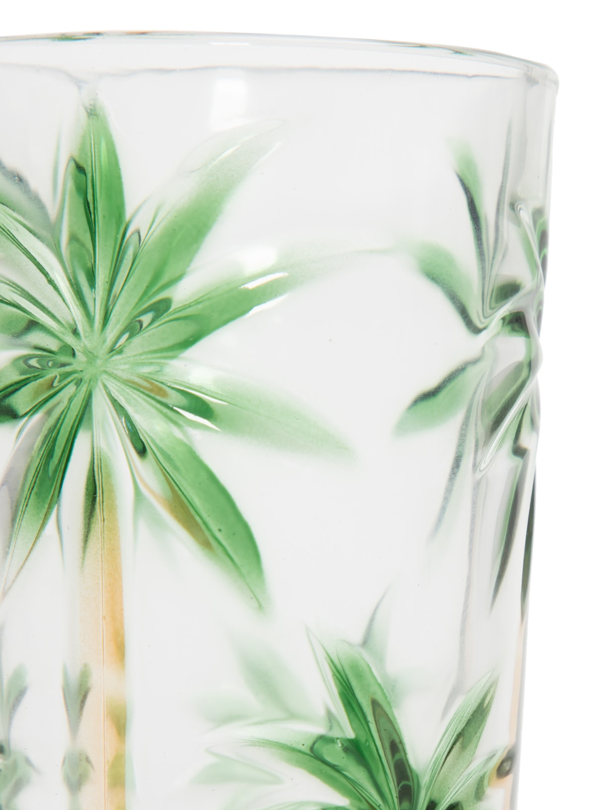 Conjunto 6 Copos Altos De Cristal Palm Tree Handpaint 360ml Wolff