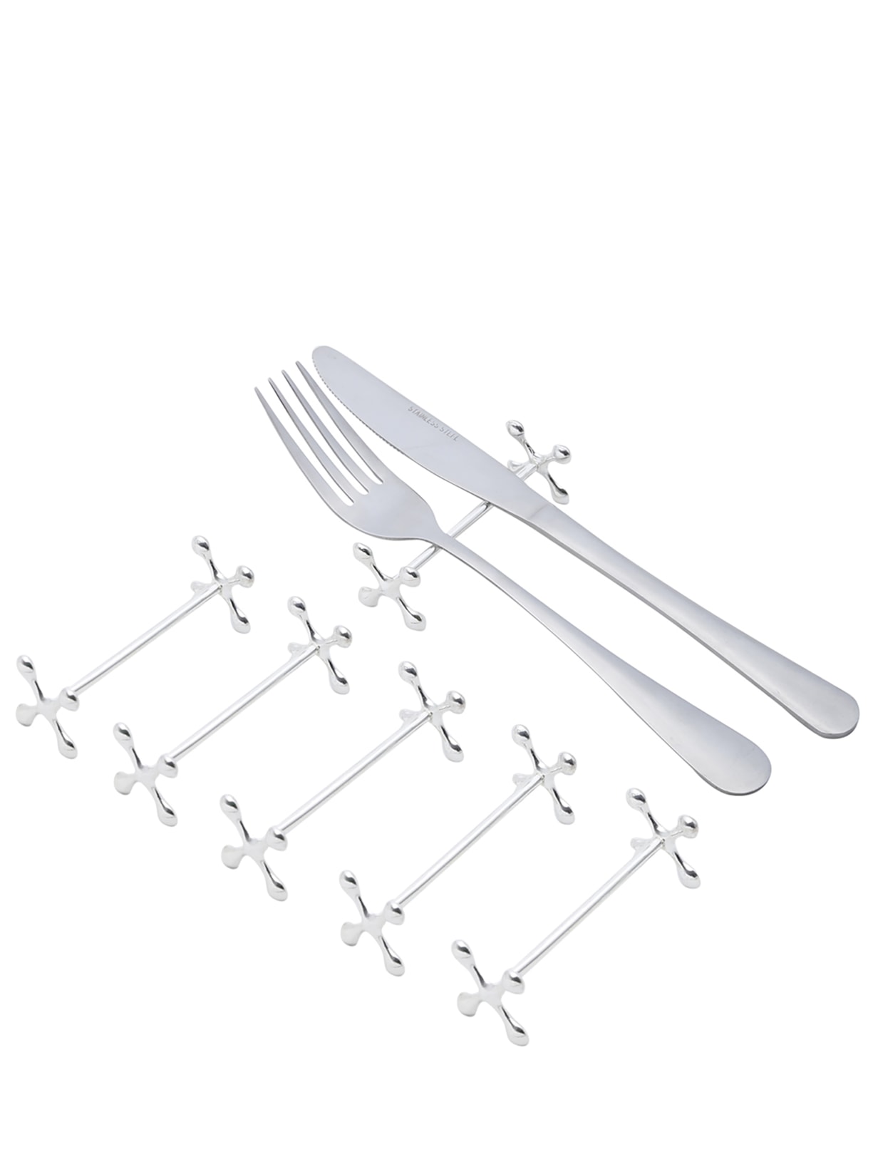 Conjunto 6 Descansos para Talheres de Zamac Prata Wolff