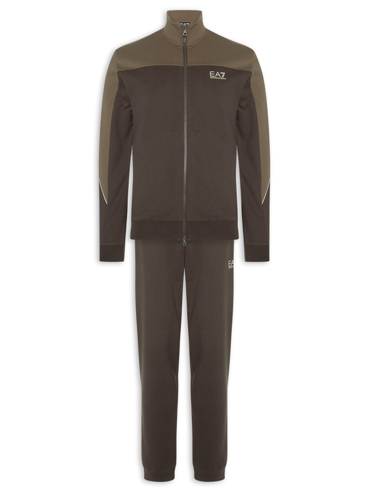 Conjunto Agasalho Masculino Train Athletic Color Block Marrom Ea7 Emporio Armani