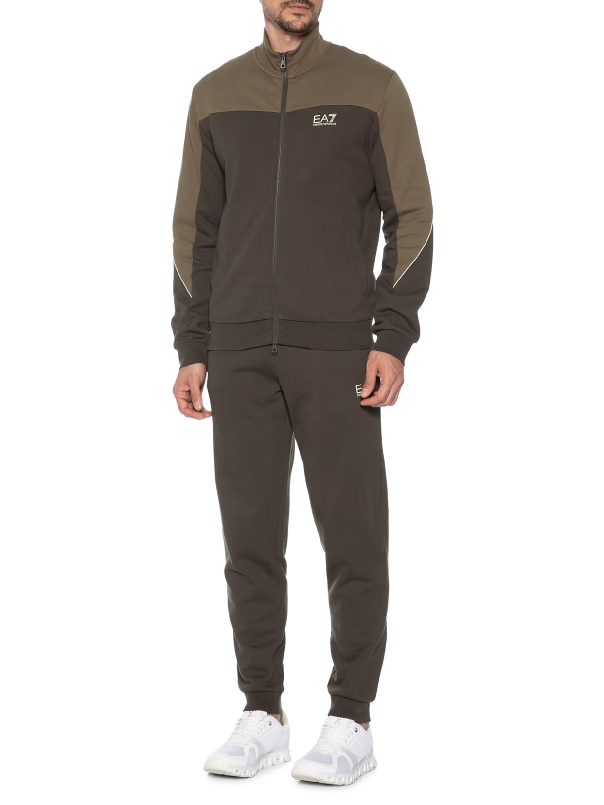 Conjunto Agasalho Masculino Train Athletic Color Block Marrom Ea7 Emporio Armani