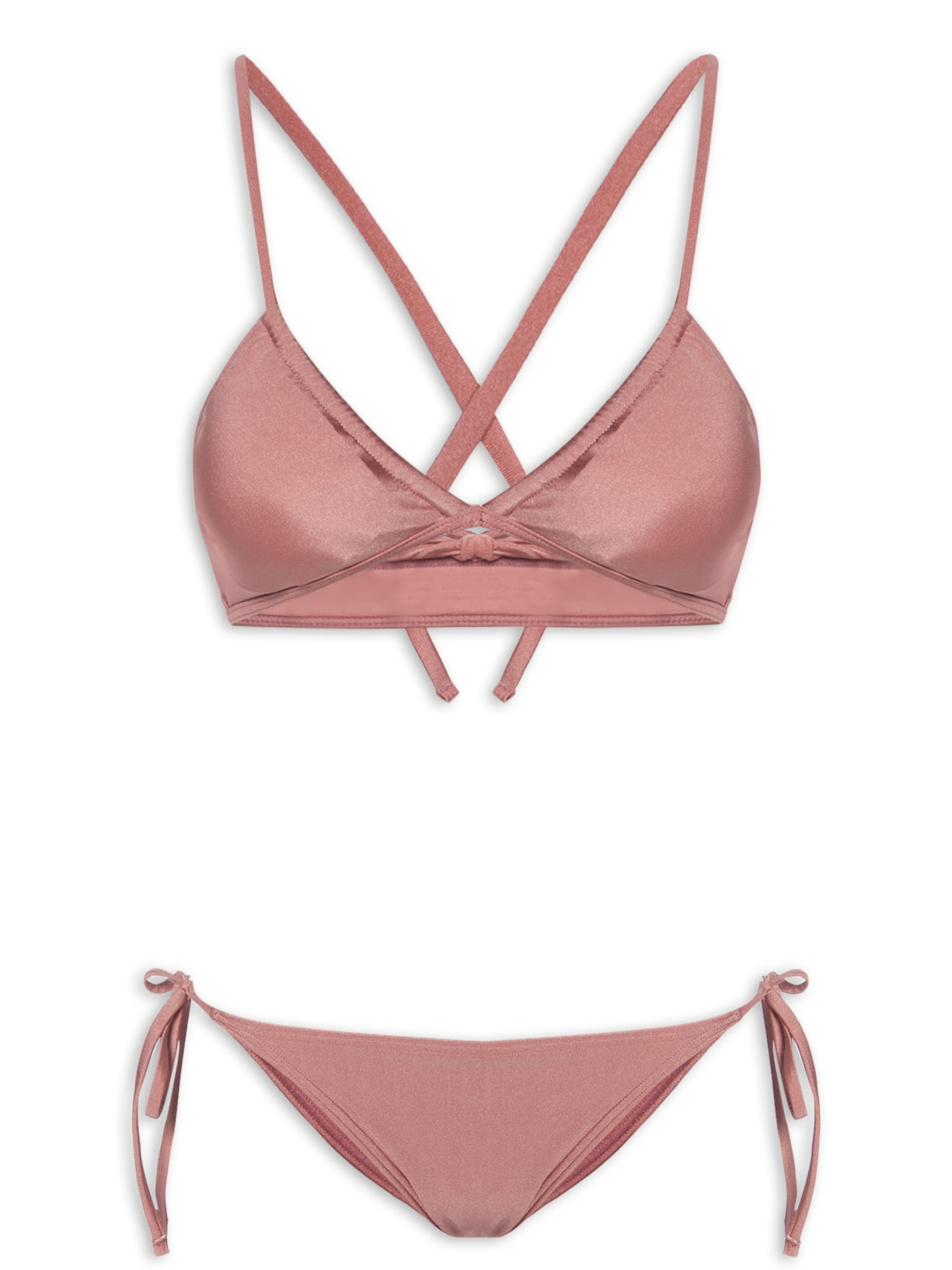 Conjunto Biquíni Top Cortininha Invertida Rosa '2Essential