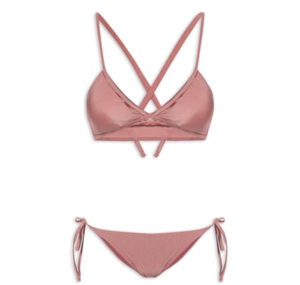 Conjunto Biquíni Top Cortininha Invertida - Rosa